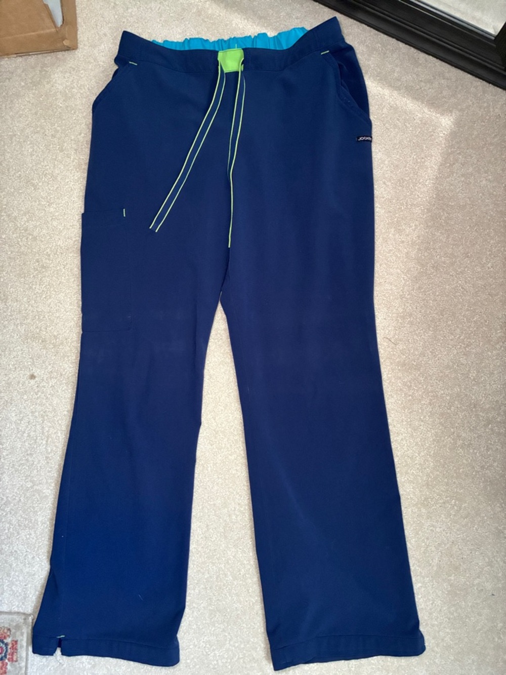 Jockey Navy Blue Drawstring Scrub Pants with Lime Accents